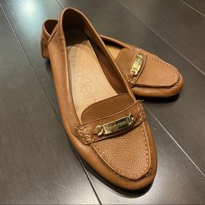 Calvin Klein Brown Leather Loafers Size 8